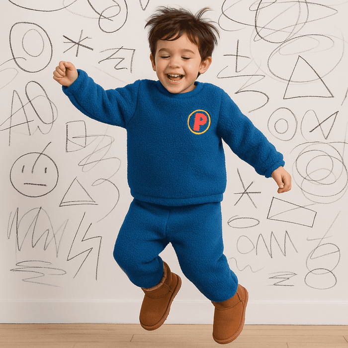 Teal Blue Alphabet Fleece Set