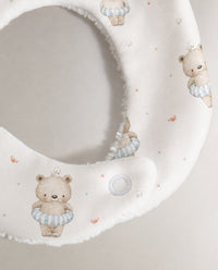 Floater Teddy bamboo baby bib — print detail
