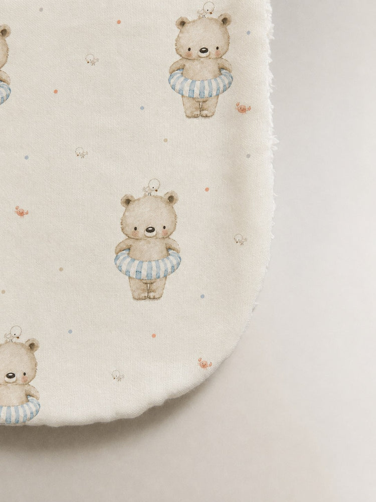 Floater Teddy bamboo baby burp cloth — floater teddy print, soft bamboo cotton