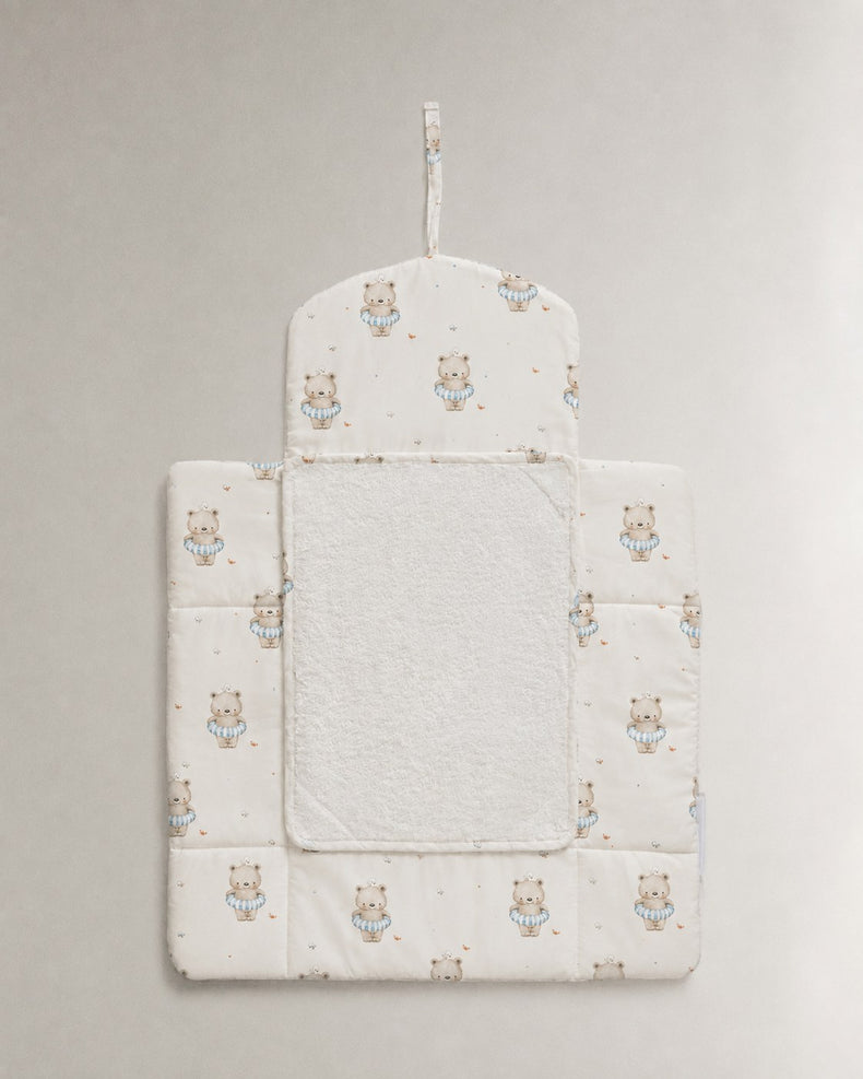 Floater Teddy bamboo baby changing mat — floater teddy print, soft bamboo cotton
