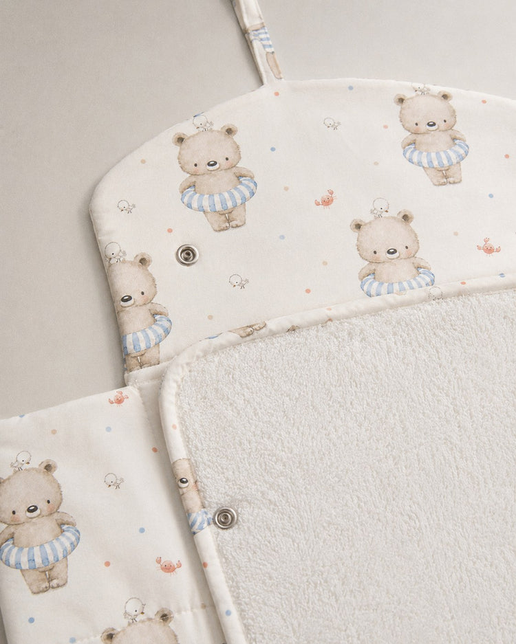 Floater Teddy bamboo baby changing mat — floater teddy print, soft bamboo cotton