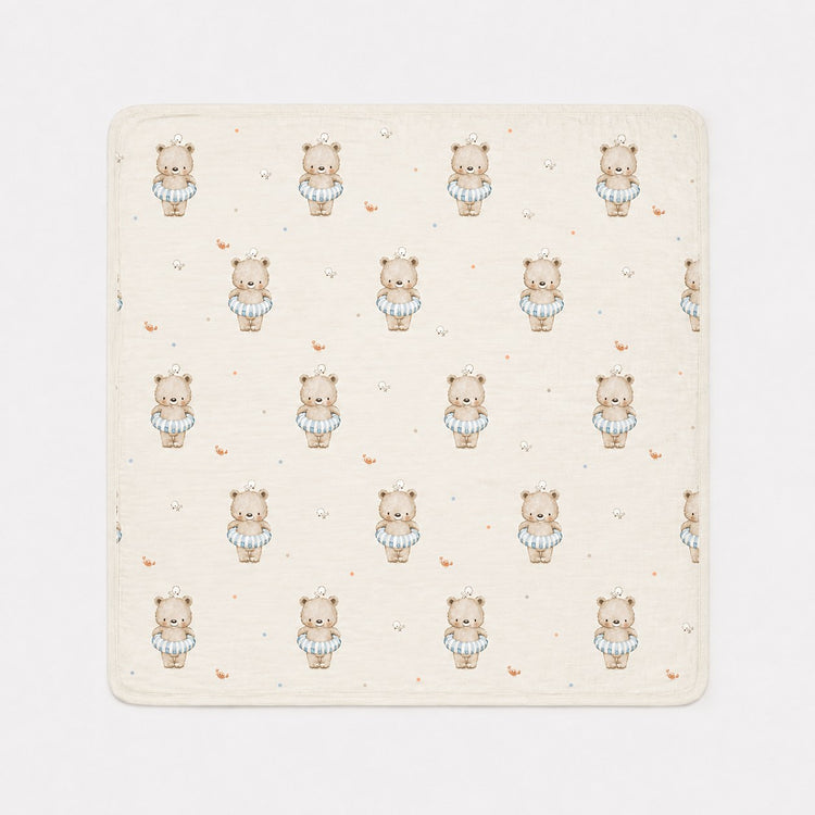 Floater Teddy bamboo baby quilt — floater teddy print, soft bamboo cotton