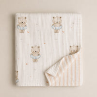 Floater Teddy bamboo baby quilt — floater teddy print, soft bamboo cotton