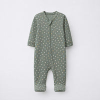 Forest Bear bamboo cotton baby sleepsuit — two-way zip romper onesie