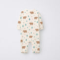 Forest Bear bamboo cotton baby sleepsuit — zip romper onesie detail
