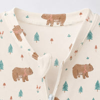 Forest Bear bamboo cotton baby sleepsuit — full-sleeve baby sleepsuit, zip onesie