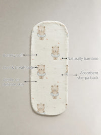 Floater Teddy Bamboo Baby Burp Cloth features
