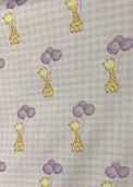 Baby wearing Anaario Giraffe and Balloons organic mulmul cotton Blossom Breeze set, newborn to 24 months