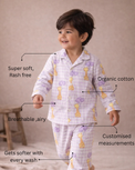 Boy wearing Anaario Giraffe and Balloons Night Suit