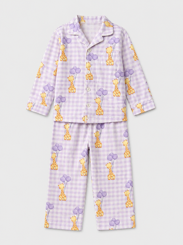 Boy wearing Anaario Giraffe and Balloons Night Suit