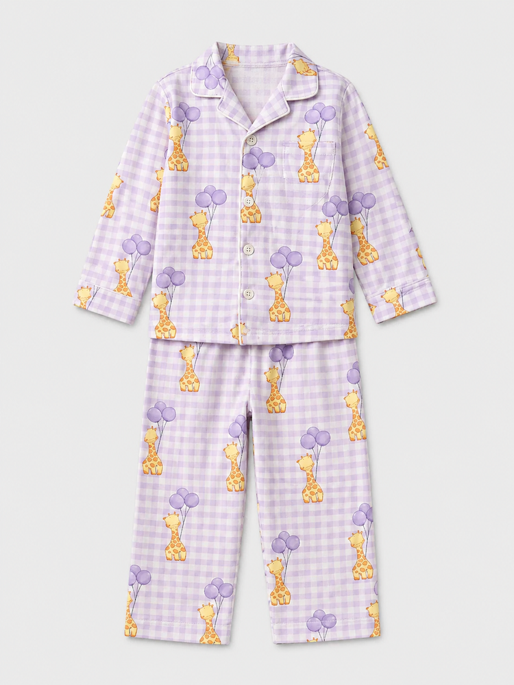 Boy wearing Anaario Giraffe and Balloons Night Suit