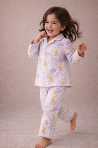Boy wearing Anaario Giraffe and Balloons Night Suit