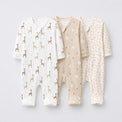 Giraffe bamboo baby sleepsuit combo — coordinating full-sleeve two-way zip romper onesies
