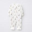 Giraffe bamboo cotton baby sleepsuit — two-way zip romper onesie