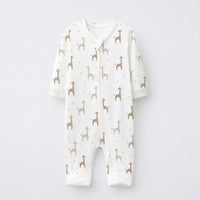 Giraffe bamboo cotton baby sleepsuit — two-way zip romper onesie