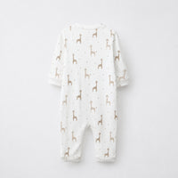 Giraffe bamboo cotton baby sleepsuit — footed zip-front sleepsuit, onesie romper