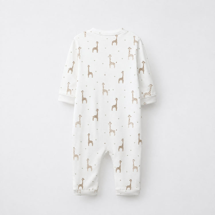 Giraffe bamboo cotton baby sleepsuit — footed zip-front sleepsuit, onesie romper