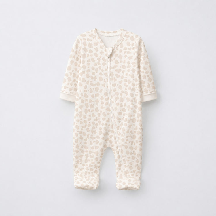 Giraffe bamboo cotton baby sleepsuit — full-sleeve baby sleepsuit, zip onesie