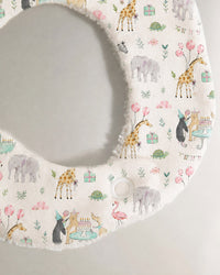 Giraffe Birthday Party bamboo baby bib — absorbent sherpa backing