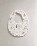 Giraffe Birthday Party bamboo baby bib — soft bamboo cotton flatlay