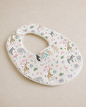 Giraffe Birthday Party bamboo baby bib — folded