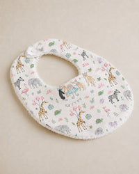 Giraffe Birthday Party bamboo baby bib — folded