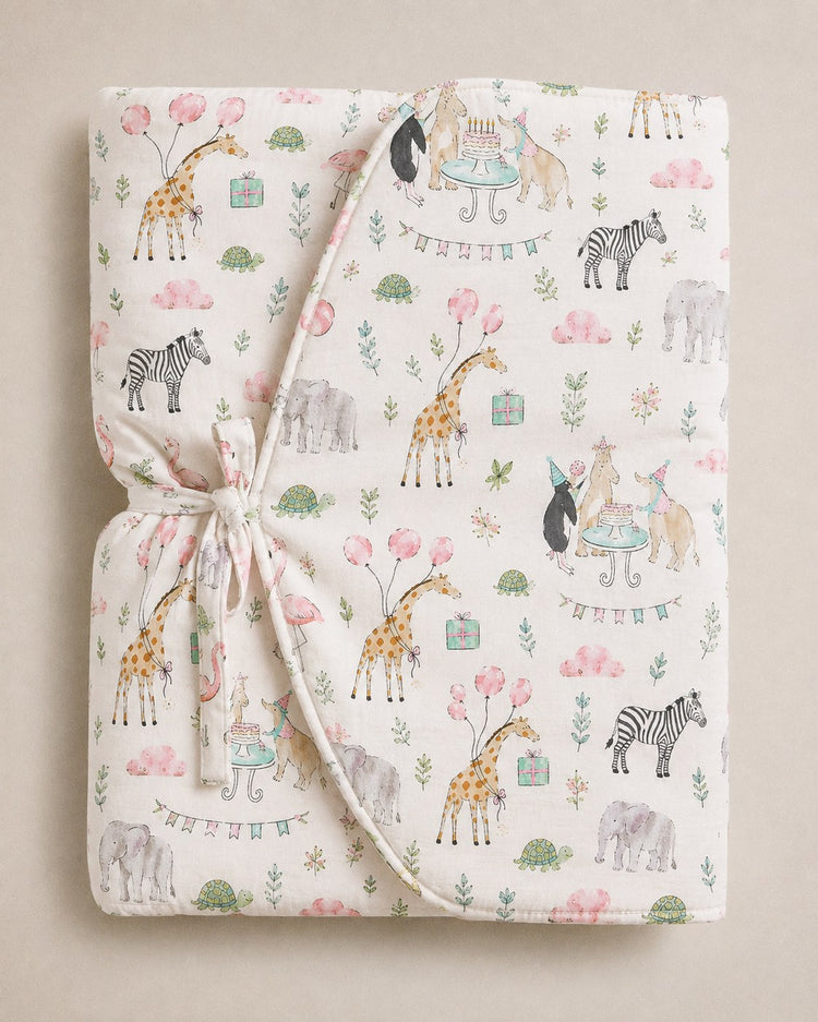 Giraffe Birthday Party bamboo baby changing mat — folded
