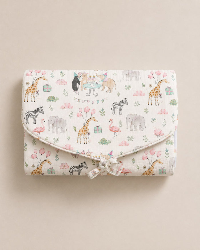 Giraffe Birthday Party bamboo baby changing mat — reverse side