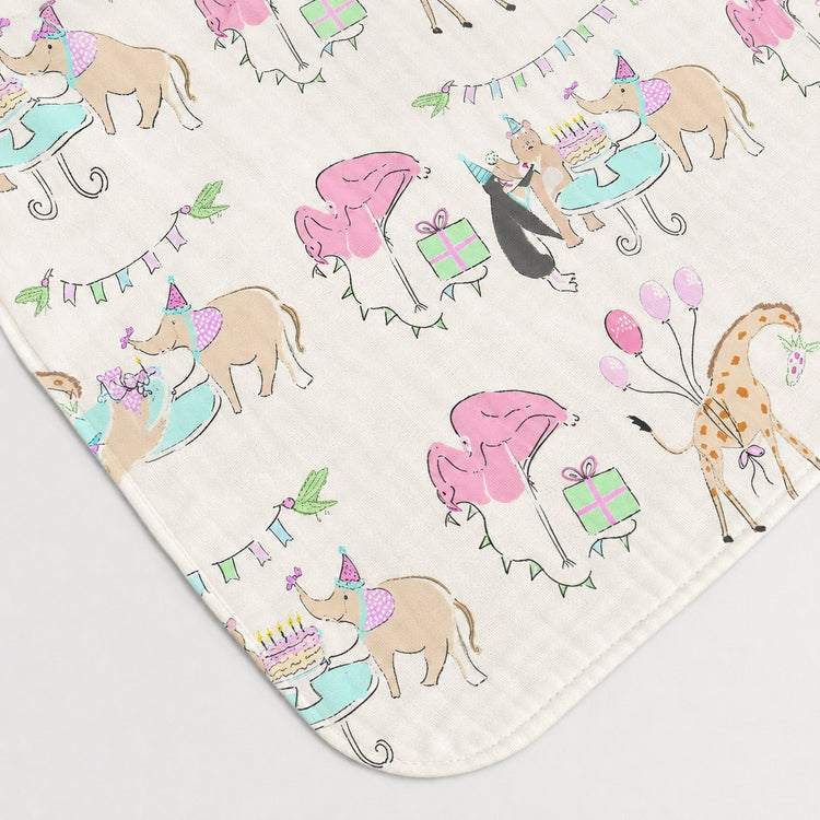 Giraffe Birthday Party bamboo baby quilt — giraffe birthday party print, soft bamboo cotton