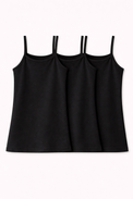 Anaario Girls Black Sleeveless Bamboo Vest, pack of 3