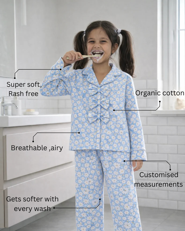 Girl wearing Anaario Bluebell Daisy Night Suit