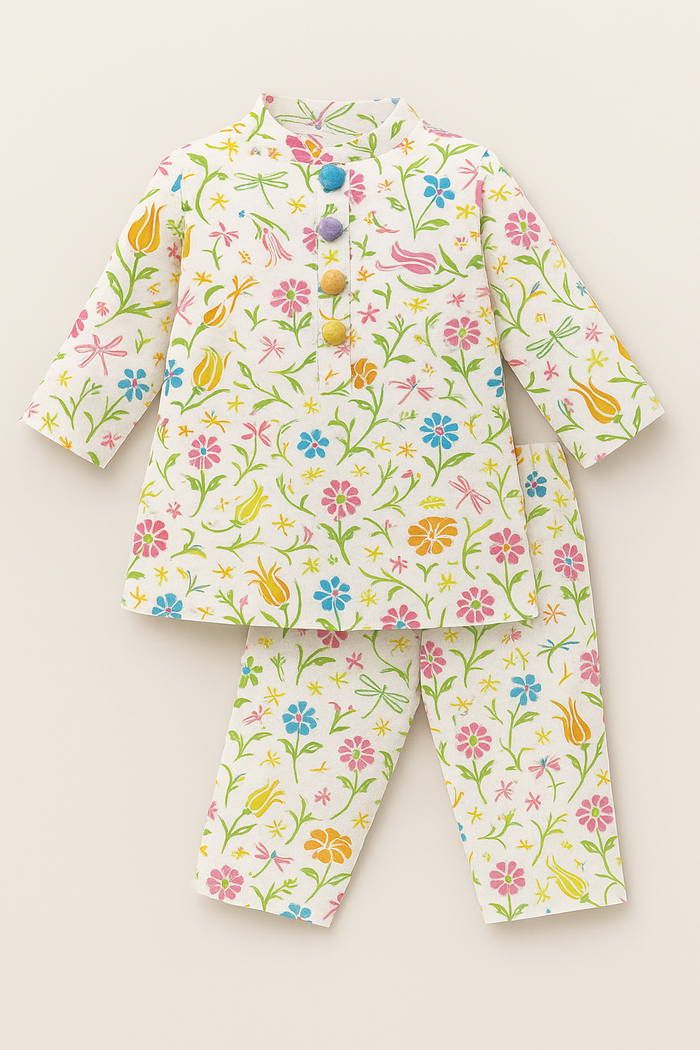 Girl wearing Anaario Multi-Coloured Floral Cotton Co-ord Set