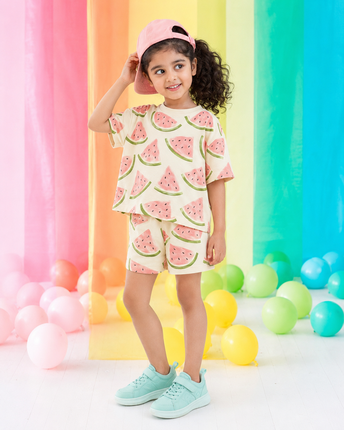 Girl wearing Anaario Daisy Chain Shorts Set