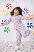 Girl wearing Anaario Bubble Berry Co-ord Set