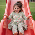 Girl wearing Anaario Grey Parrot Cotton Co-ord Set