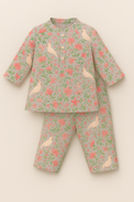 Girl wearing Anaario Grey Parrot Cotton Co-ord Set
