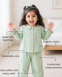 Girl wearing Anaario Mint Petals Dreams Night Suit
