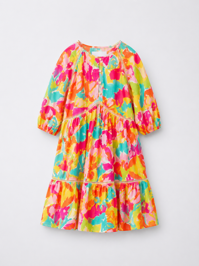 Girl wearing Anaario Candy Bloom Tiered Dress