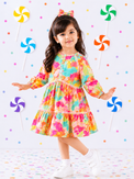 Girl wearing Anaario Candy Bloom Tiered Dress