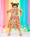 Girl wearing Anaario Candy Bloom Tiered Dress