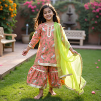 The Peach Paradise Sharara Set
