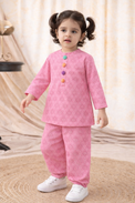 Girl wearing Anaario Pink Cotton Co-ord Set