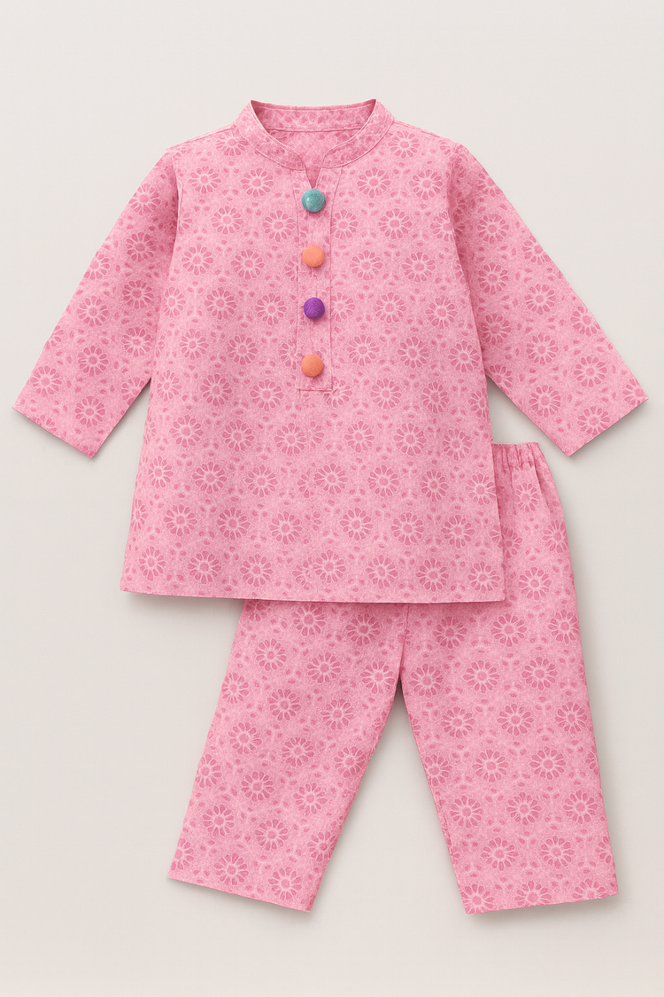 Girl wearing Anaario Pink Cotton Co-ord Set