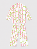 Girl wearing Anaario Pink and Green Leaves Night Suit