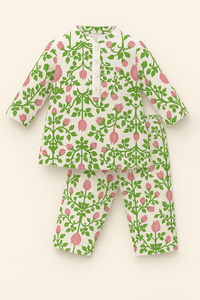 Girl wearing Anaario Pink Lotus Cotton Co-ord Set
