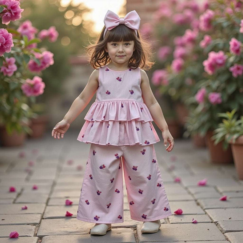 Girl wearing Anaario Pink Petal Co-ord Set