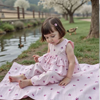 Girl wearing Anaario Pink Petal Co-ord Set