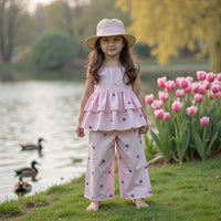 Girl wearing Anaario Pink Petal Co-ord Set