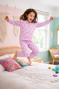 Girl wearing Anaario Pink Petal Night Suit