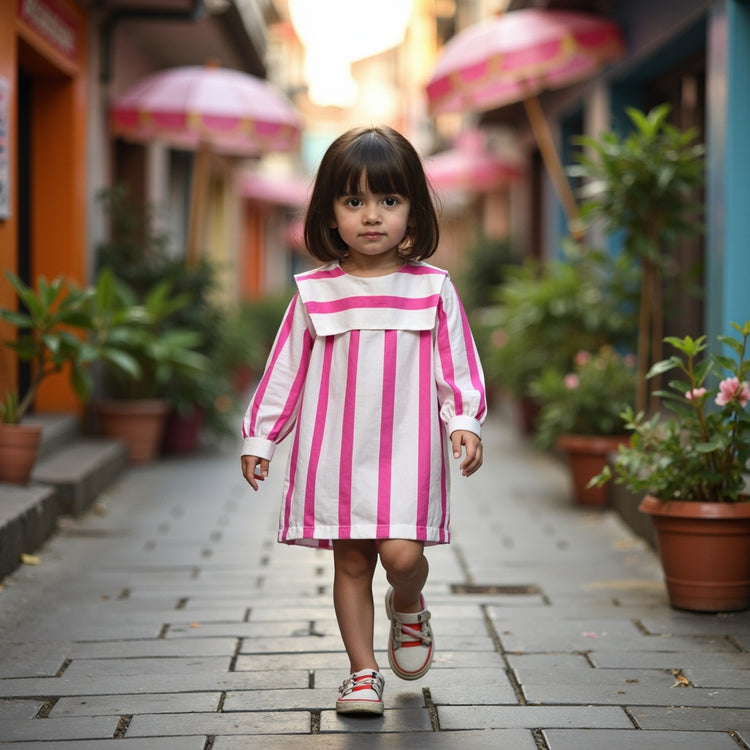 Girl wearing Anaario Candy Stripe Sailor Dress